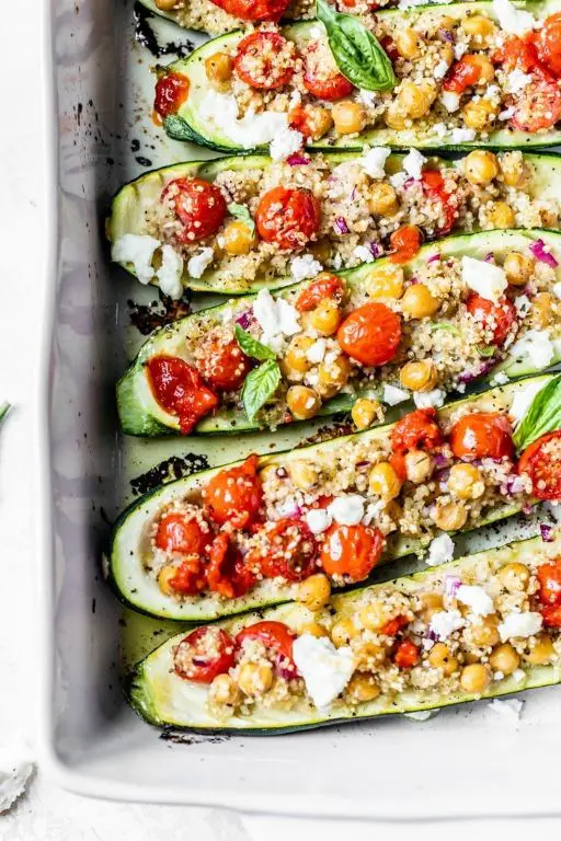 Large Zucchini Stuffed with Quinoa and Feta