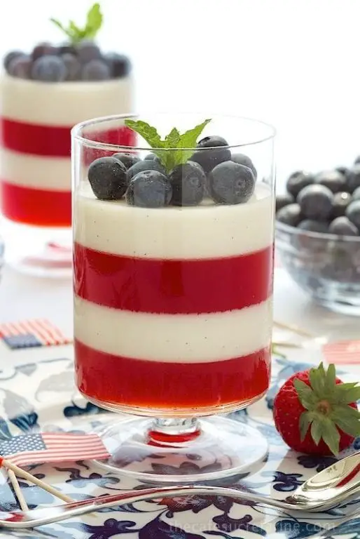 Layered Vanilla and Berry Gelatin