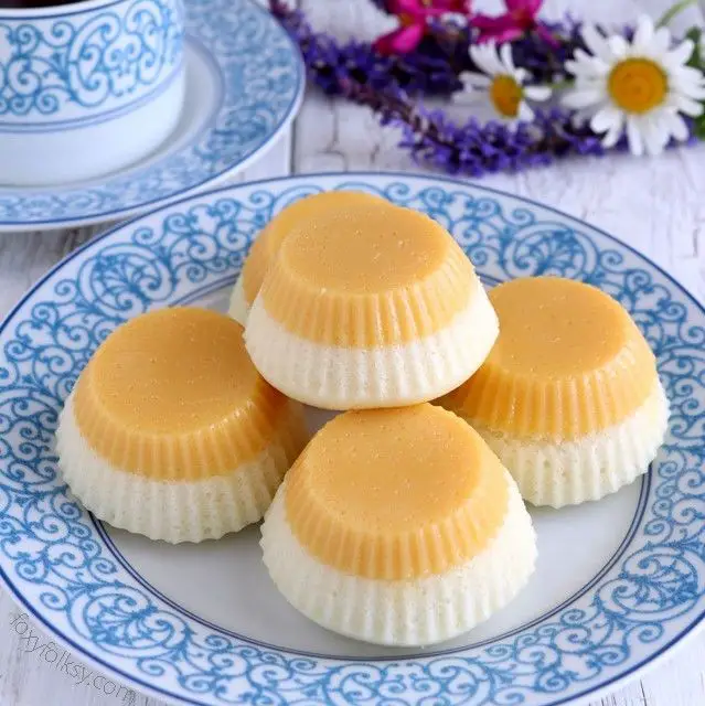 Leche Flan Rice Puto with Caramel Sauce