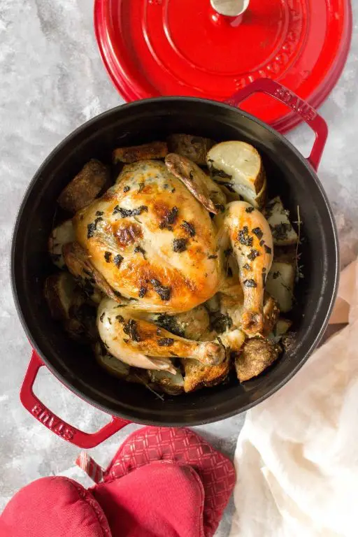 Leek and Herb Butter Roast Chicken