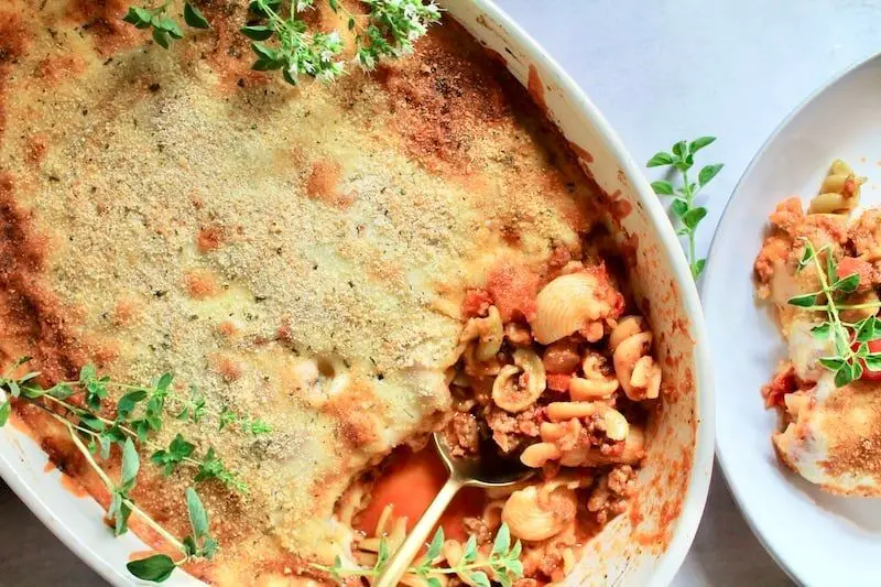 Leftover Pasta Bake with Marinara Sauce