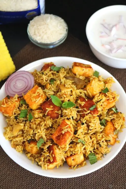 Leftover Rice and Paneer Biryani