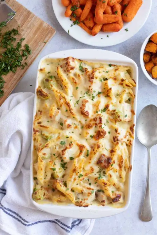 Leftover Turkey Alfredo Pasta Bake