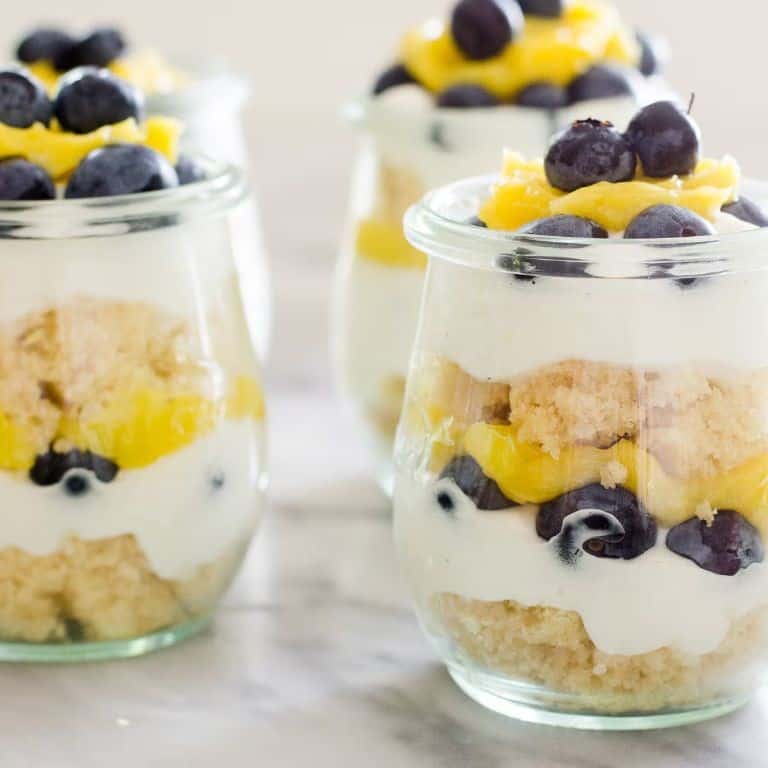 Lemon Blueberry Mini Trifle with Whipped Cream