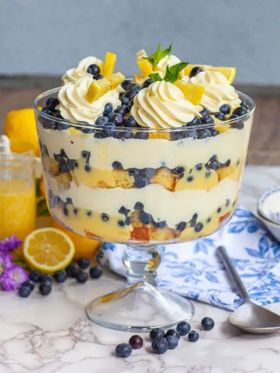 Lemon Blueberry Punch Bowl Cake