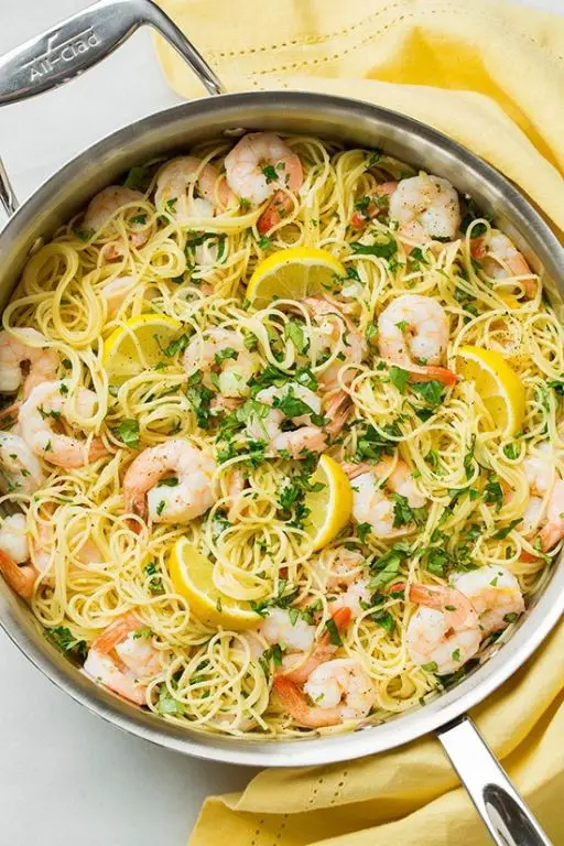 Lemon Butter Angel Hair Pasta with Shrimp