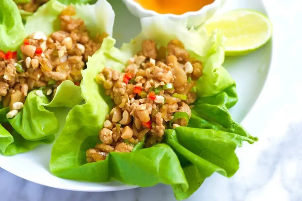 Lemon Chicken Lettuce Wraps with Hoisin Sauce