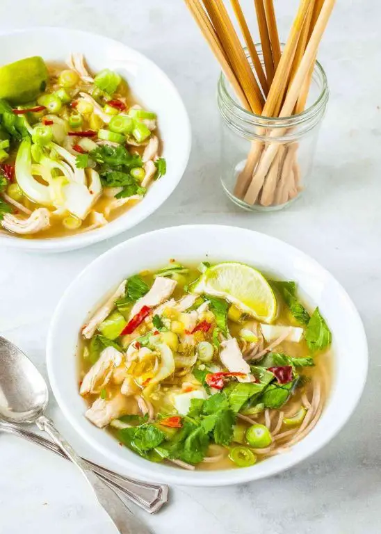 Lemon Chicken Noodle Soup with Bok Choy