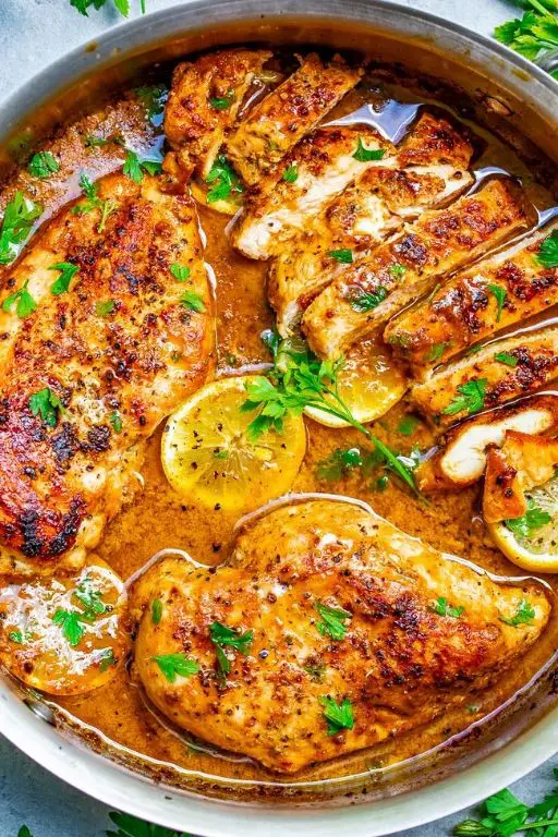 Lemon Herb Baked Chicken Breast with Dijon Mustard Sauce