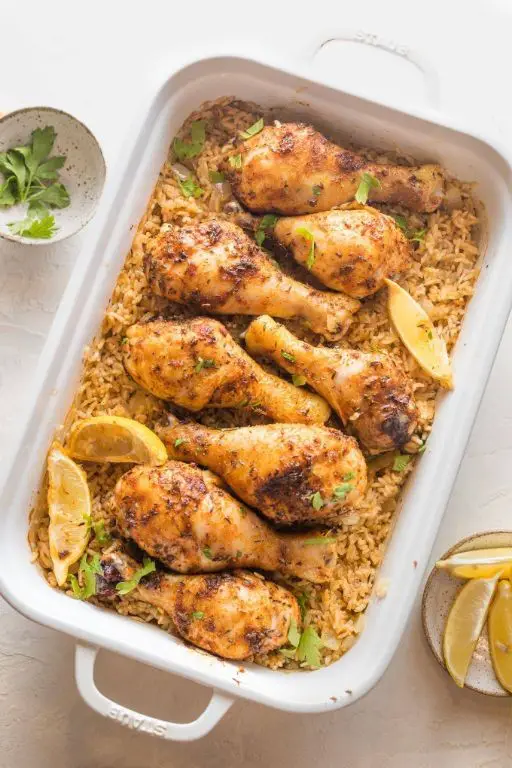 Lemon Herb Chicken Legs with Basmati Rice