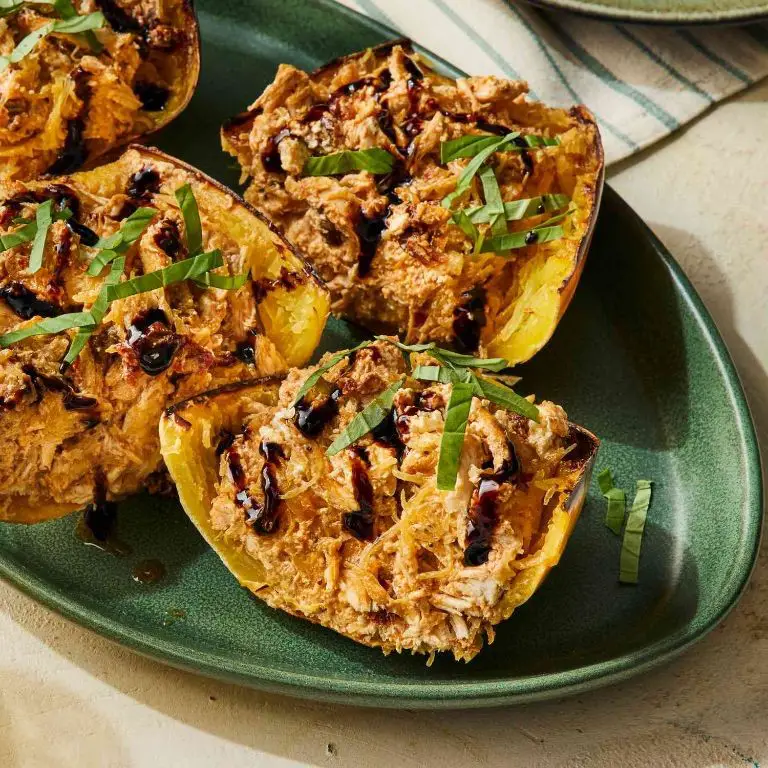 Lemon Herb Chicken Stuffed Spaghetti Squash