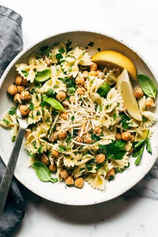 Lemon Herb Chickpea Pasta Salad