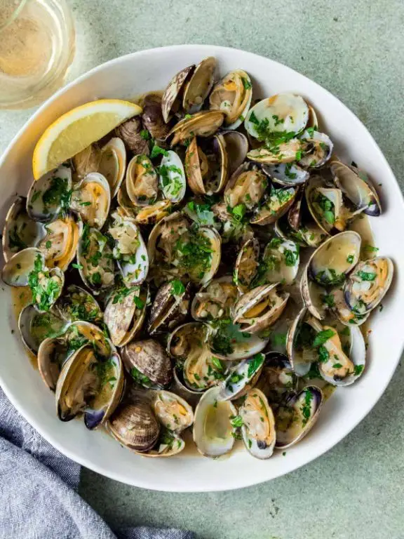Lemon Herb Clams Casino with White Wine Sauce