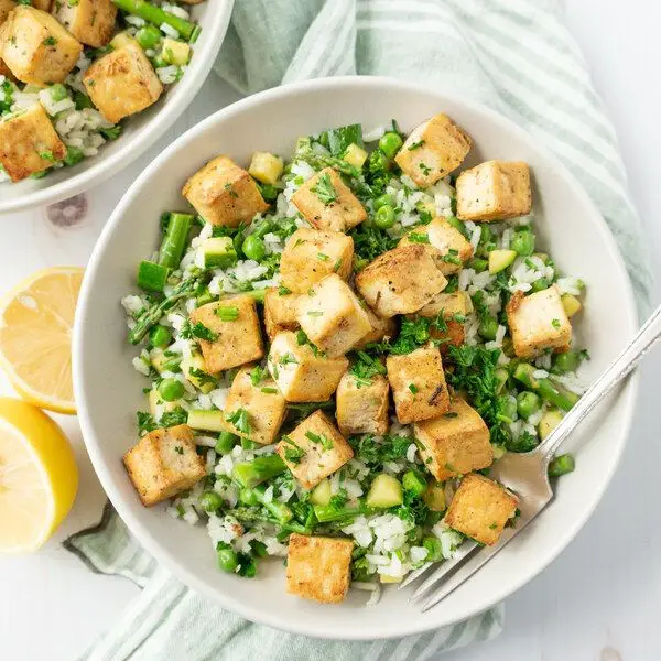 Lemon Herb Crispy Tofu Salad