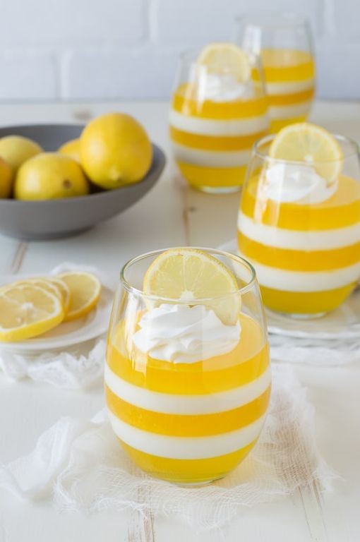 Lemon Jello Layered with Vanilla Pudding