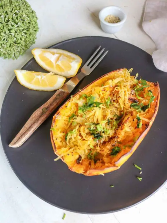Lemon Pepper Spaghetti Squash Air Fryer Wedges