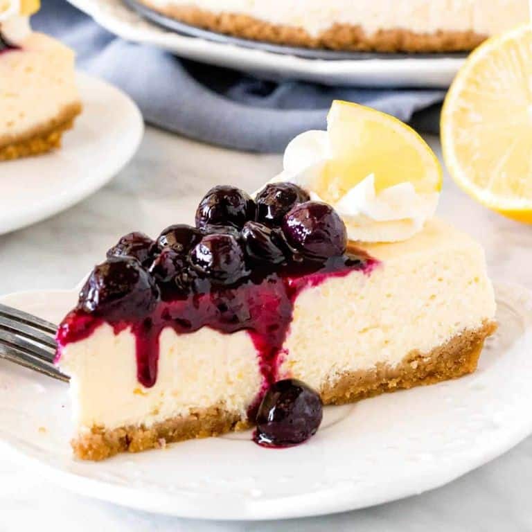 Lemon Ricotta Cheesecake with Blueberry Compote