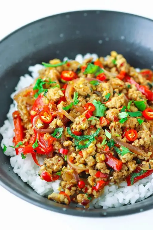 Lemongrass Pork Stir Fry with Rice Noodles