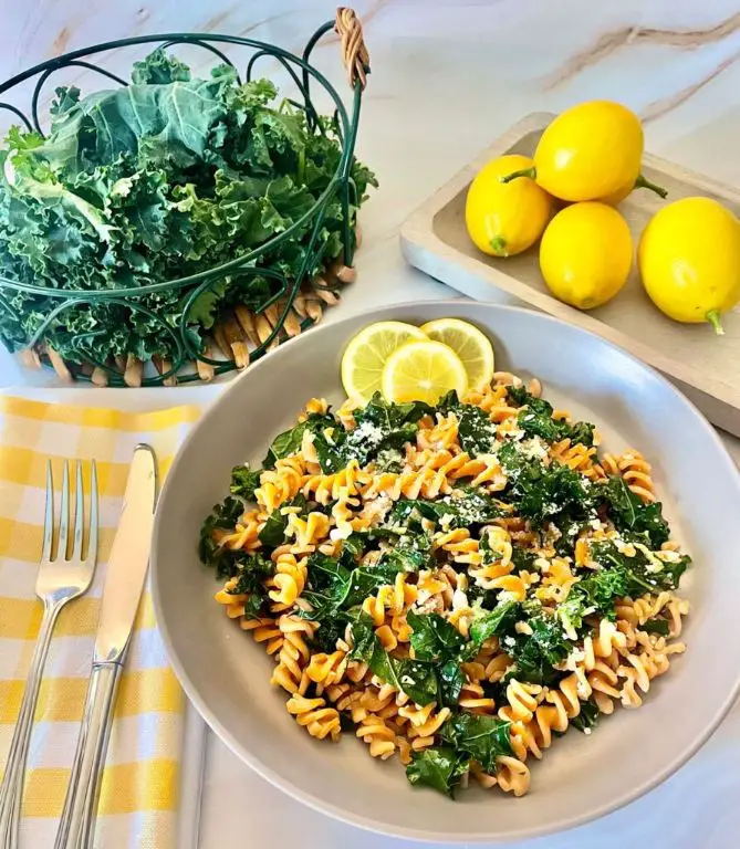 Lentil Pasta with Kale and Lemon Zest