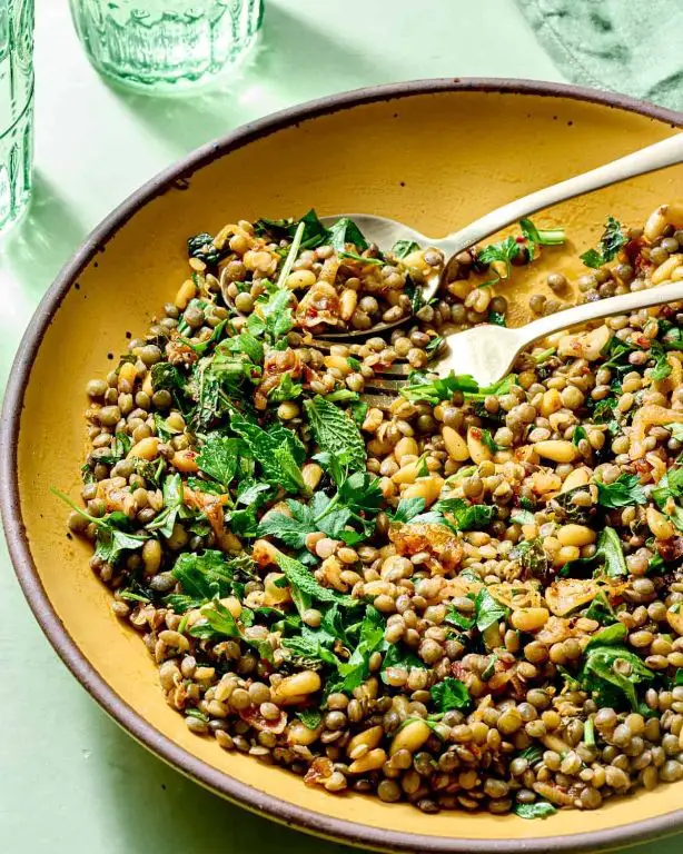 Lentil Salad with Fresh Herbs and Lemon Garlic Dressing