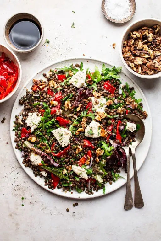 Lentil Salad with Roasted Red Peppers and Feta