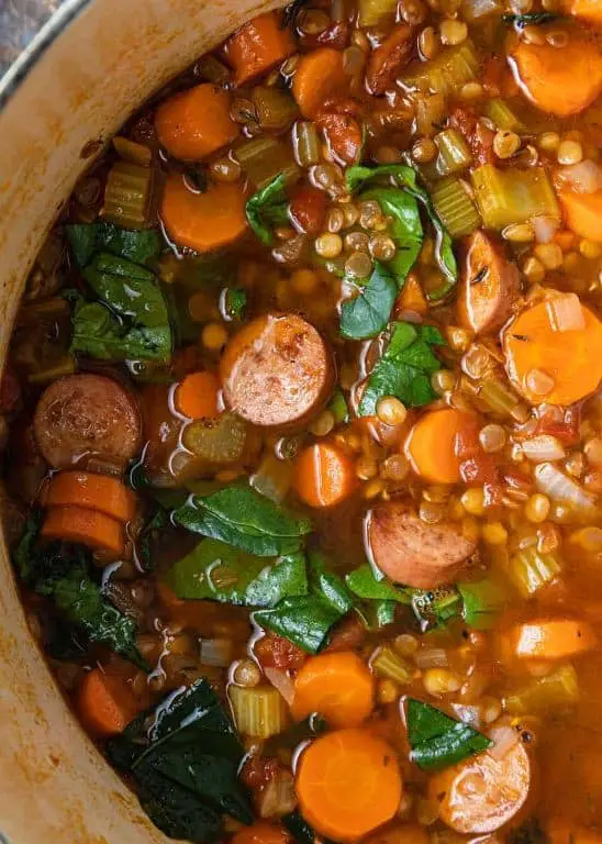 Lentil Soup with Sausage and Bacon