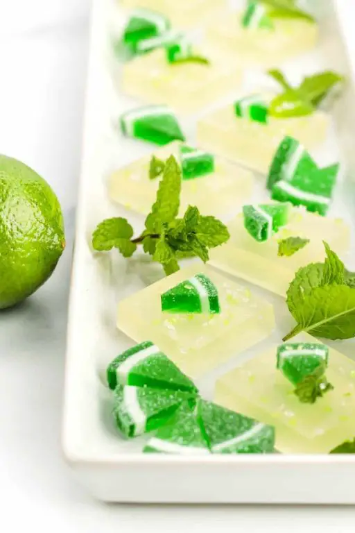 Lime Gelatin with Fresh Mint