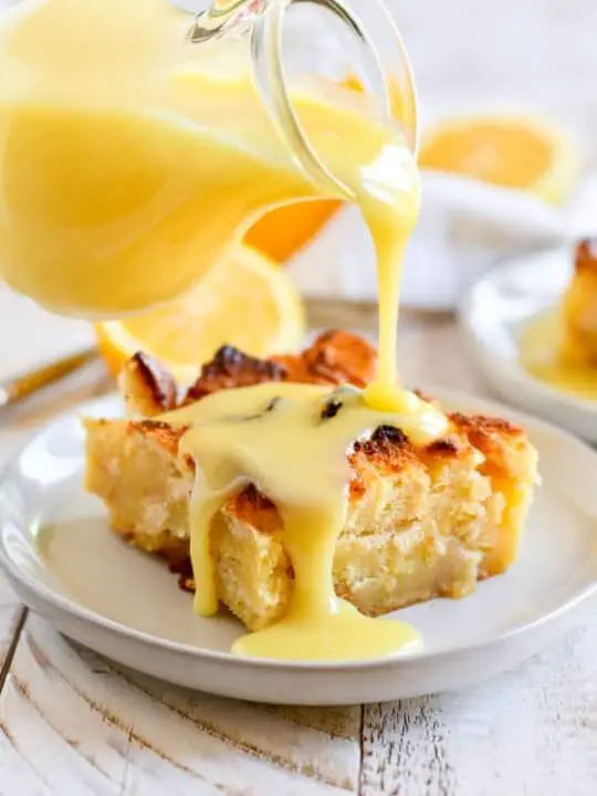 Limoncello Bread Pudding with Citrus Sauce