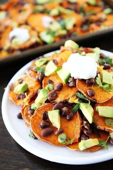 Loaded Sweet Potato Nachos with Guacamole