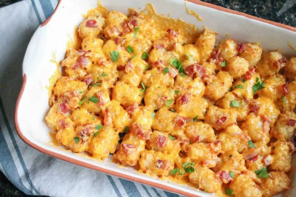 Loaded Tater Tots with Cheese and Bacon