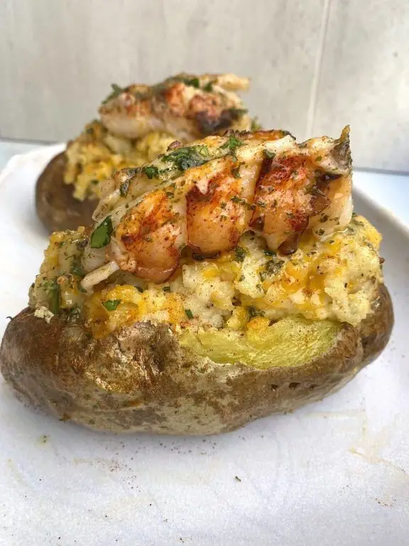 Lobster and Cream Cheese Twice Baked Potatoes