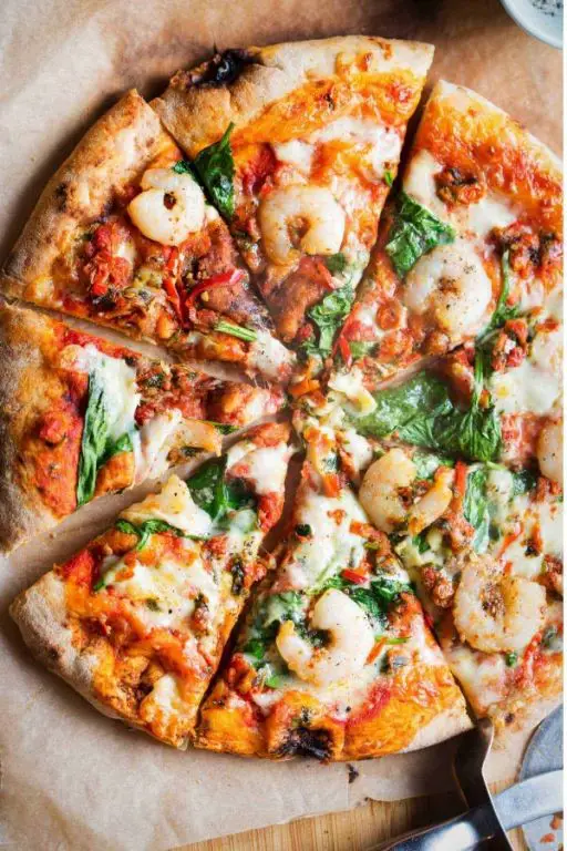 Lowfat Shrimp and Garlic Pizza