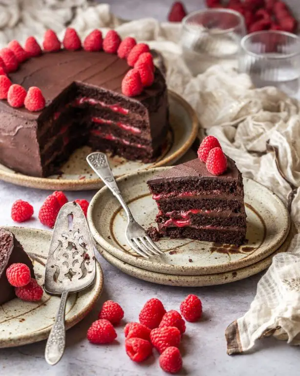 Lupin Flour Chocolate Cake with Raspberry Filling