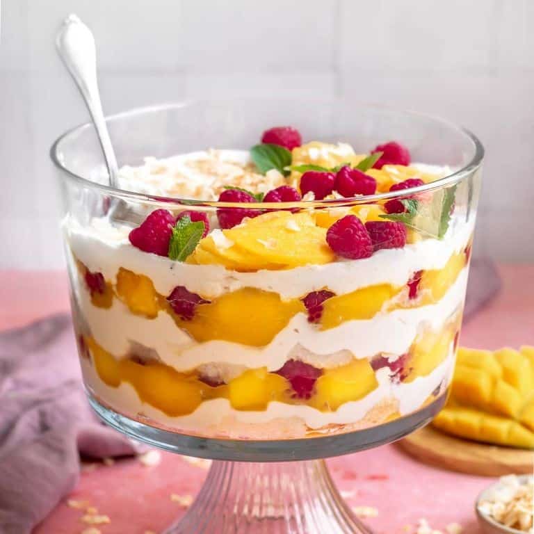 Mango Coconut Mini Trifle with Tropical Fruit