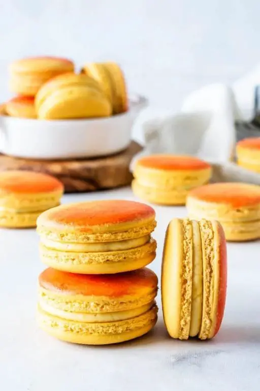 Mango Macarons with Cream Filling