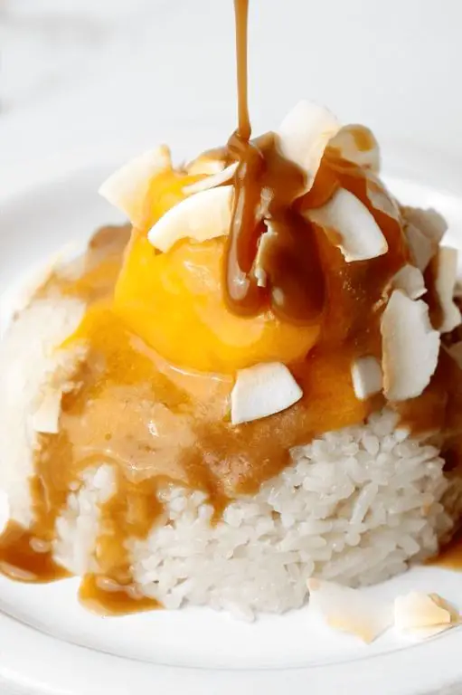 Mango Rice Puto with Caramel Drizzle