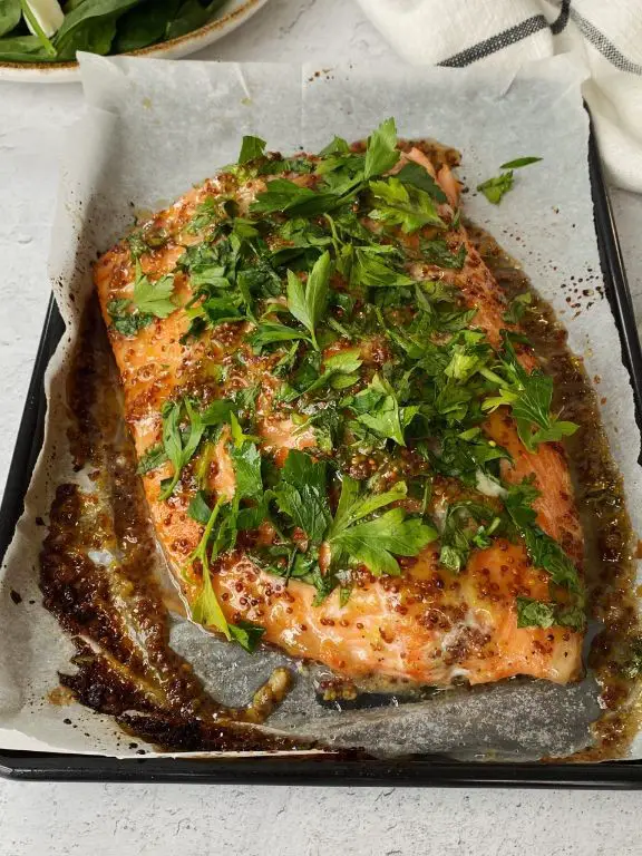 Maple Dijon Marinated Salmon with Fresh Herbs