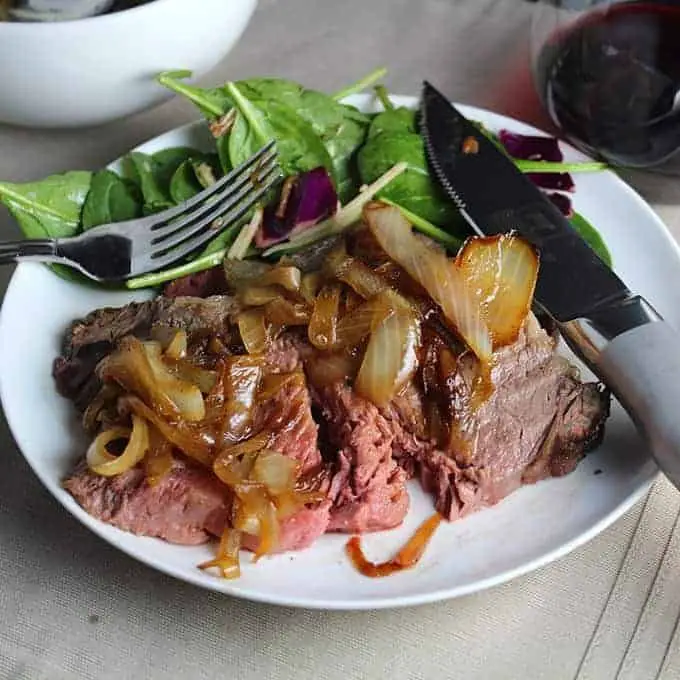 Maple Glazed Beef Rib Roast with Caramelized Onions