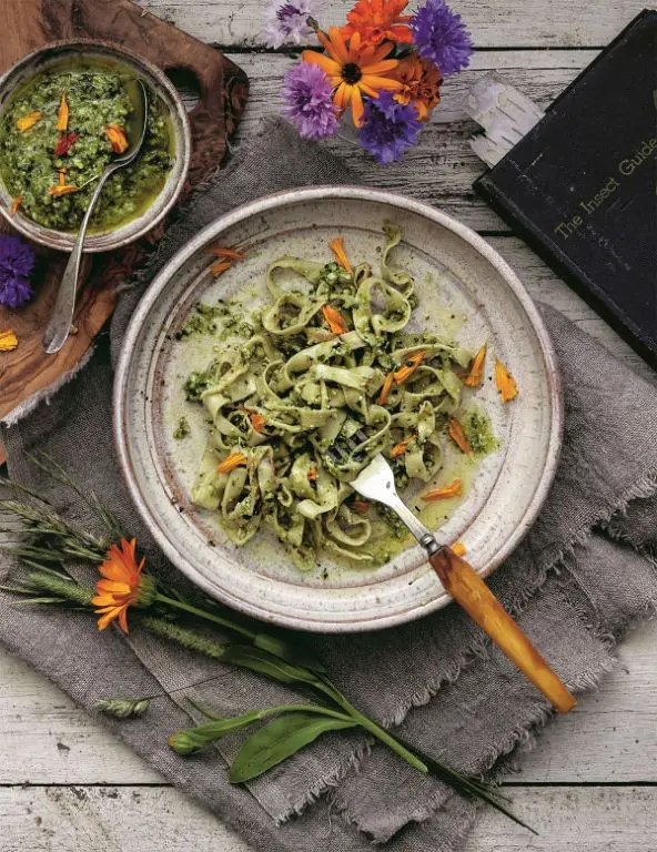 Marigold and Basil Pesto Pasta