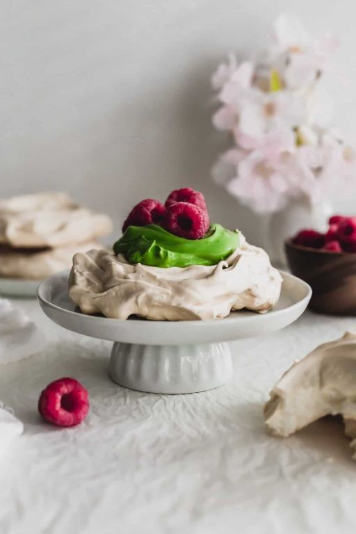 Matcha Green Tea Pavlova with White Chocolate