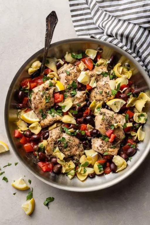 Mediterranean Chicken Francese with Olives