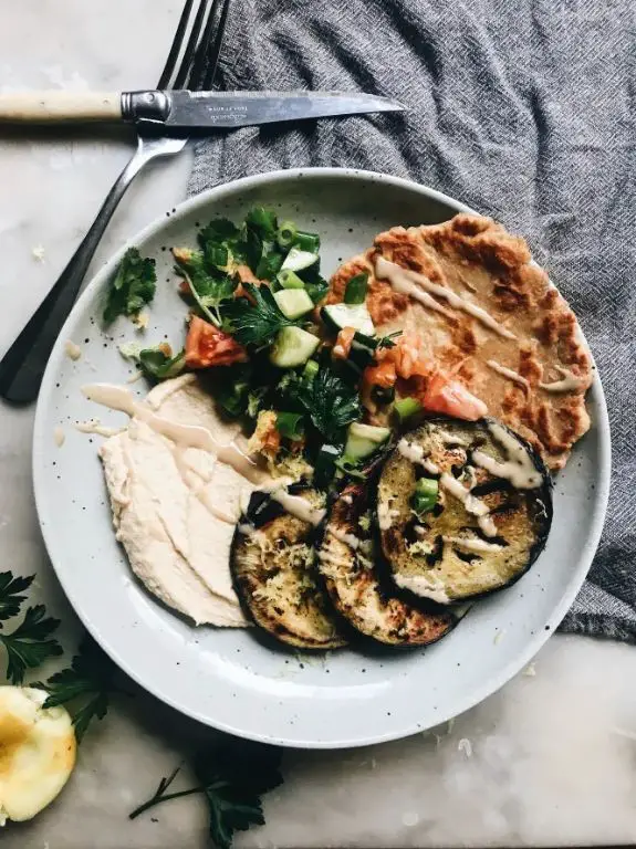 Mediterranean Flat Bread with Grilled Eggplant