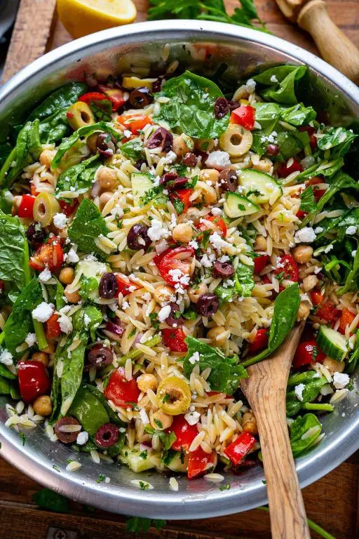 Mediterranean Orzo Pasta Salad with Feta and Olives