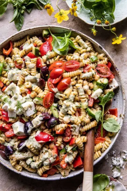 Mediterranean Pasta Salad with Feta and Olives