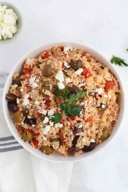 Mediterranean Rice Casserole with Feta and Olives