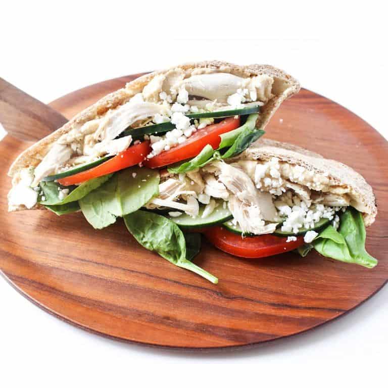 Mediterranean Shredded Chicken Pita Pockets