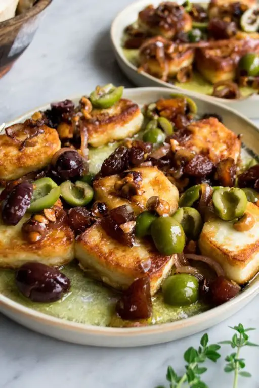 Mediterranean Spedini with Halloumi and Olives