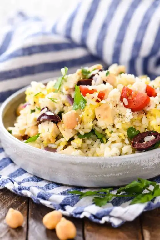 Mediterranean Yellow Rice with Olives and Feta