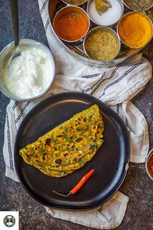 Methi Paratha with Spiced Yogurt