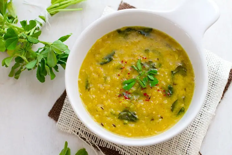Methi Soup with Ginger and Garlic